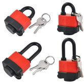 4Pcs Outdoor Waterproof Padlocks with 8Keys,2pcs Long Shackle Keyed Padlocks and 2pcs Short Beam Padlock,Weatherproof Padlocks,40mm HeavyDuty Padlocks for Gym,Garage,Home,Garden,Shed,Fence, Red,black